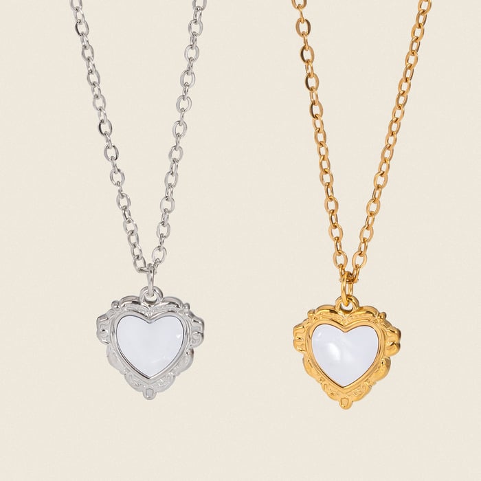 1 Piece Heart Stainless Steel Gold Color Pendant Necklaces h5Picture4