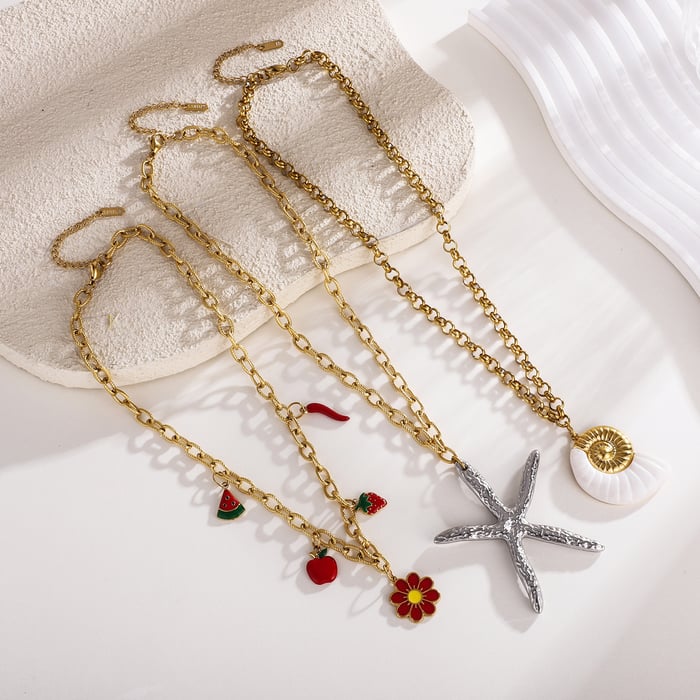 1 Piece Oceanic Series Daily Starfish Stainless Steel Women's Pendant Necklaces h5Picture4