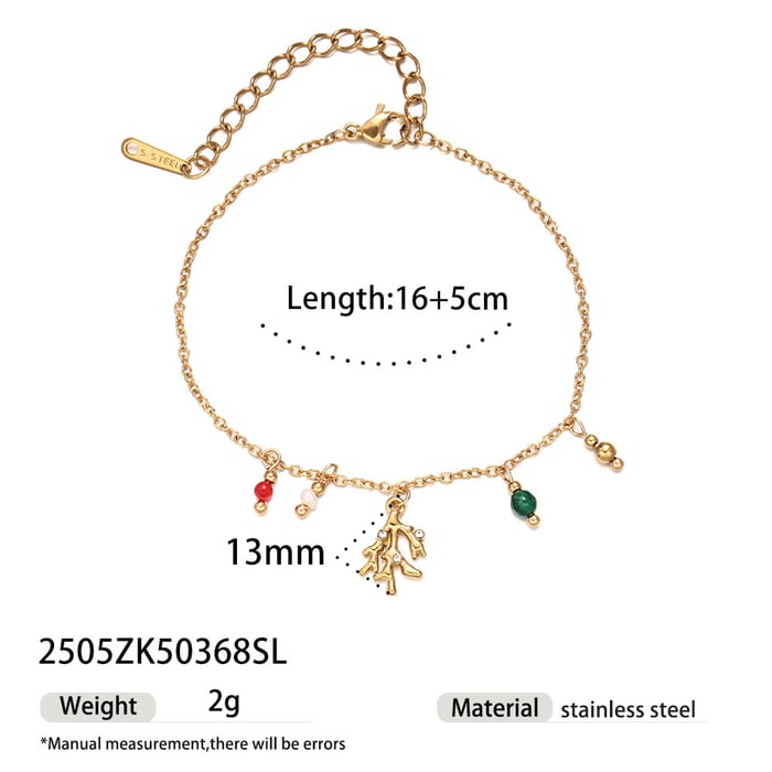 Pulseras con dijes de acero inoxidable color dorado oceánico de 1 pieza