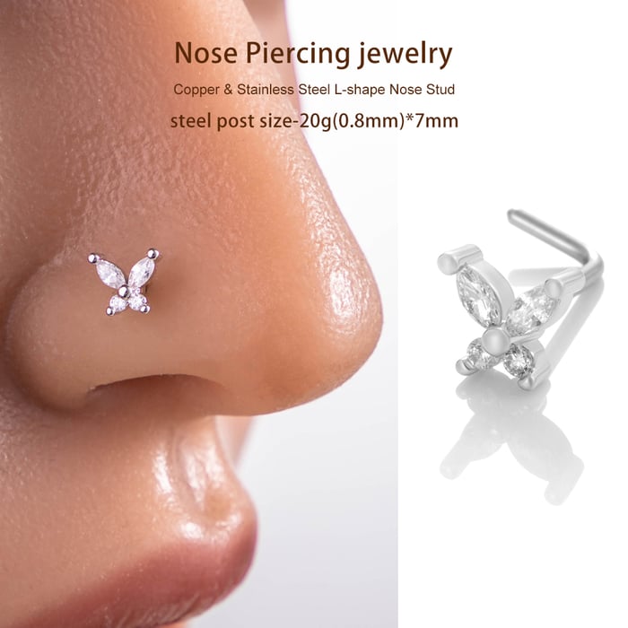 1 Piece Copper Gold Color Zircon  Nose Stud h5Picture5
