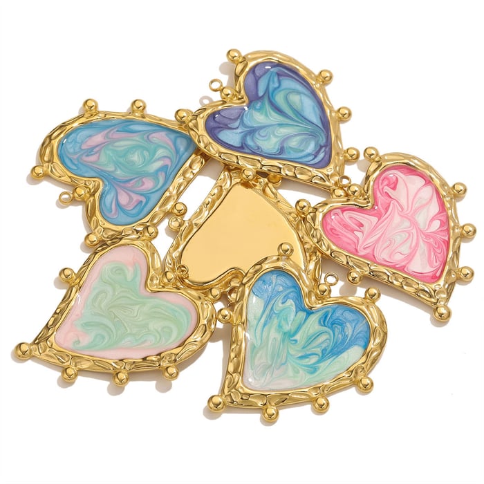 1 Piece Romantic Series DIY Heart Stainless Steel Women's Pendants h5Picture3