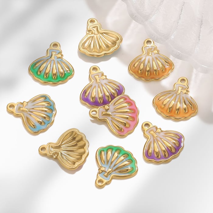 1 Piece Colorful Conch Stainless Steel Gold Color Women's Pendants h5Picture2