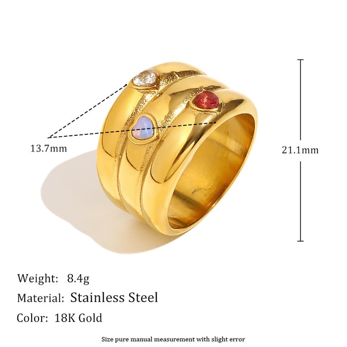 Simple Series Retro Solid Color Stainless Steel Statement Rings h5Picture5