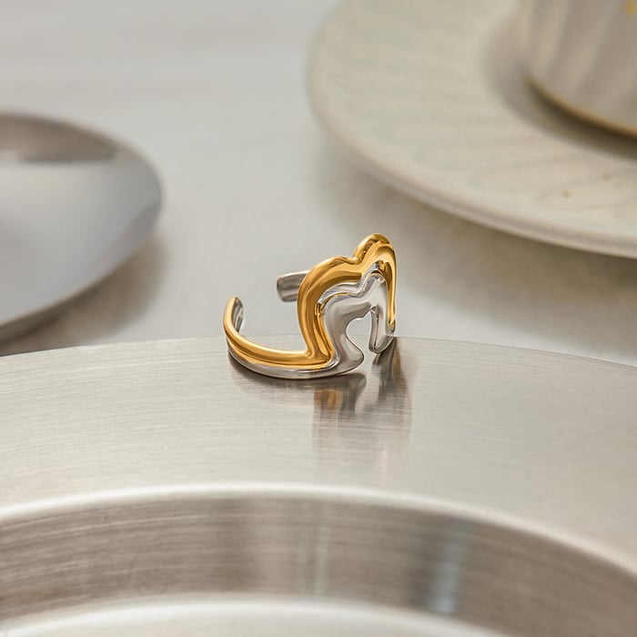 1 Piece Classic Geometric Stainless Steel Gold Color  Minimalist Rings h5Picture7