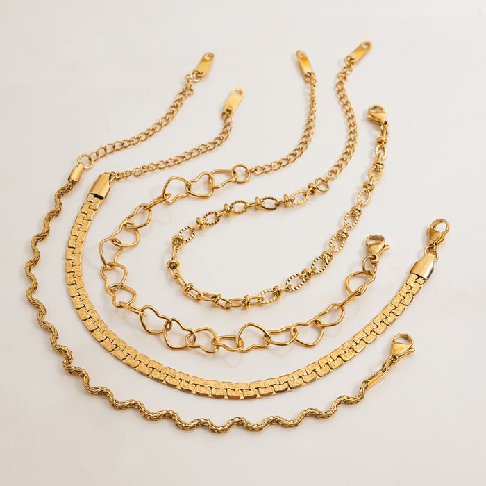 1 Piece Classic Twist Stainless Steel Gold Color Women's Chain Bracelets h5Picture3