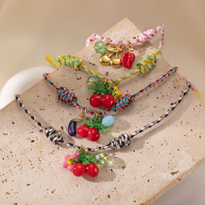 1 Piece Cute Cherry Charm Bracelets h5Picture2
