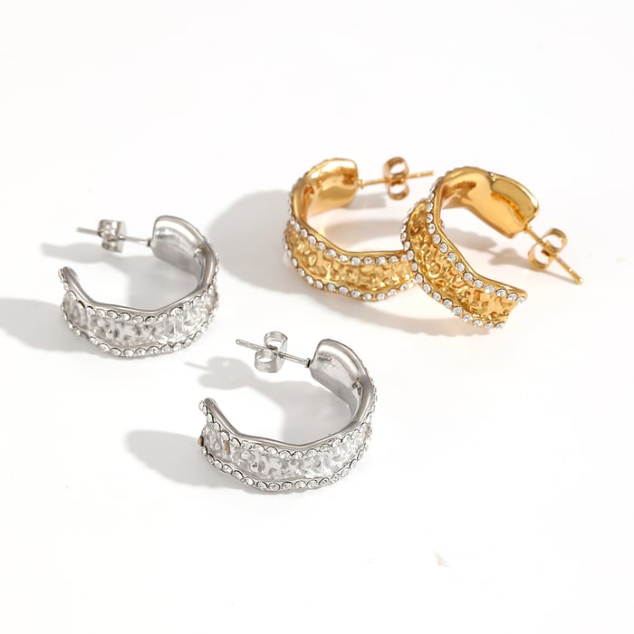 1 Pair Ins Style Stainless Steel Gold Color Hoop Earrings Picture4