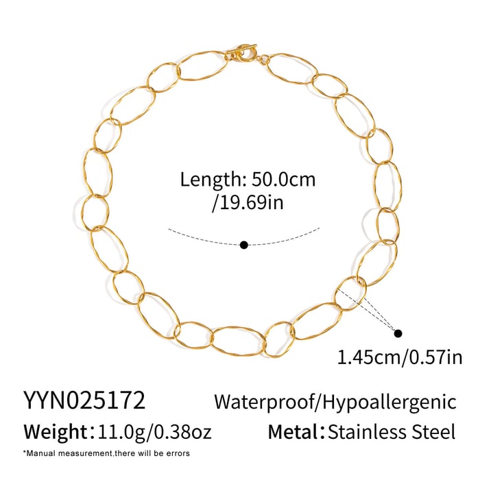 1 Piece Stainless Steel Gold Color Chain Necklace 