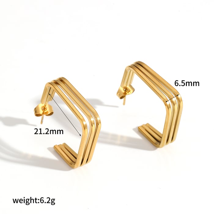 1 Pair Stainless Steel Gold Color Stud Earrings 