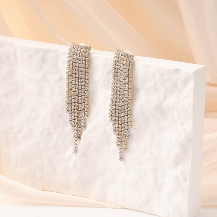 1 Pair Luxurious Series Classic Tassel Stainless Steel Gold Color Women's Dangle Earrings h5Picture6