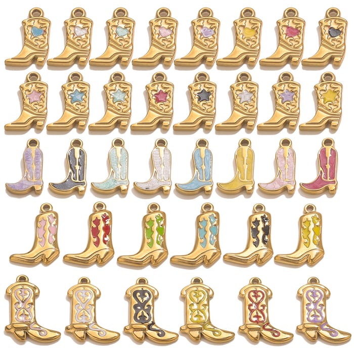 1 Piece DIY Colorful Boot Stainless Steel Gold Color Women's Pendants h5Picture2