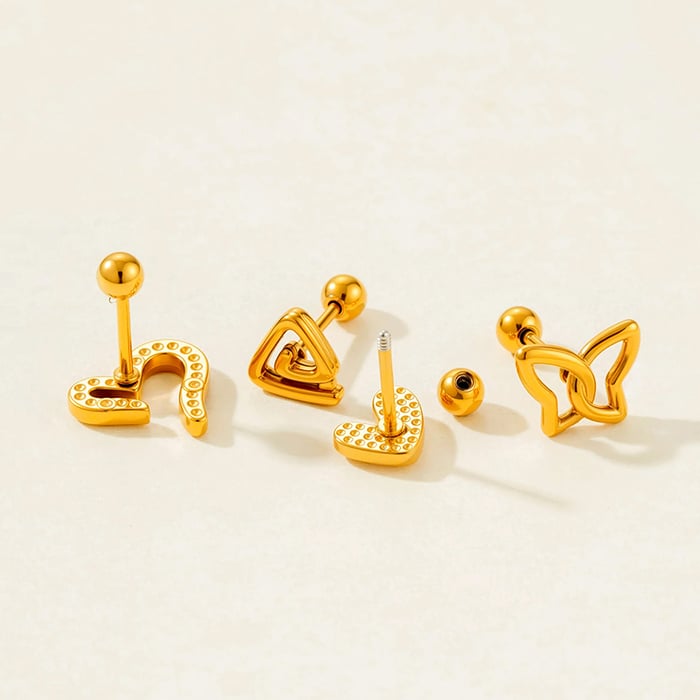 1 Stück Edelstahl Goldfarben Piercings Ohrring h5Bild3