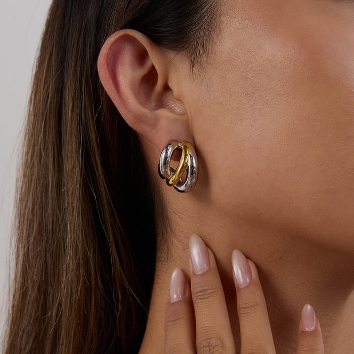 1 Pair Simple Series Twist Stainless Steel Gold Color Women's Hoop Earrings h5Picture6