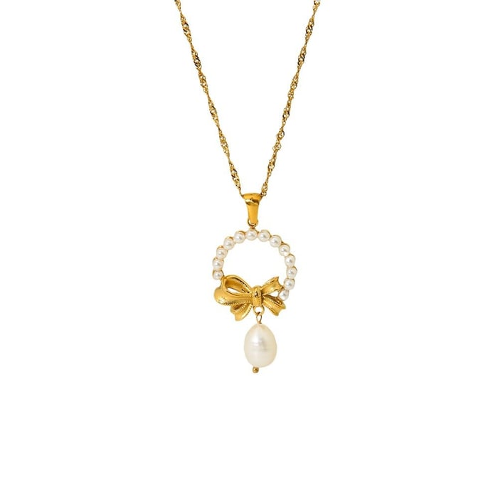 Luxurious Series Elegant Bow Knot Stainless Steel Women's Necklaces Display Set Picture5