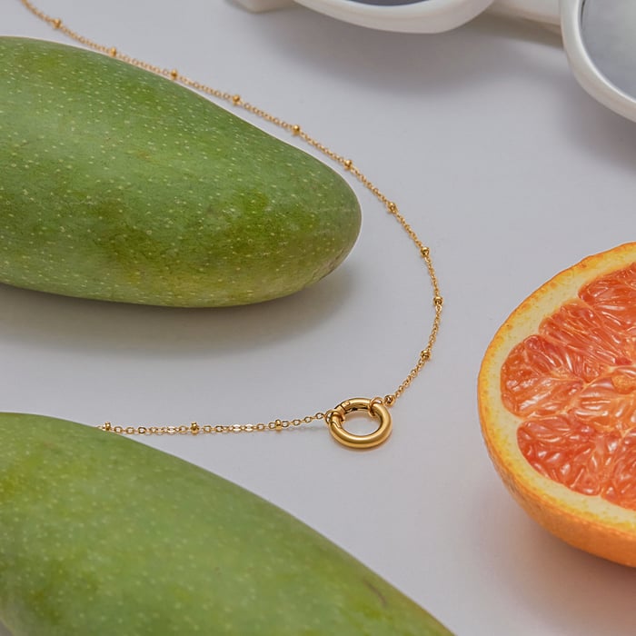 1 Piece DIY Series Vacation Heart Stainless Steel Gold Color Women's Pendant Necklaces h5Picture6