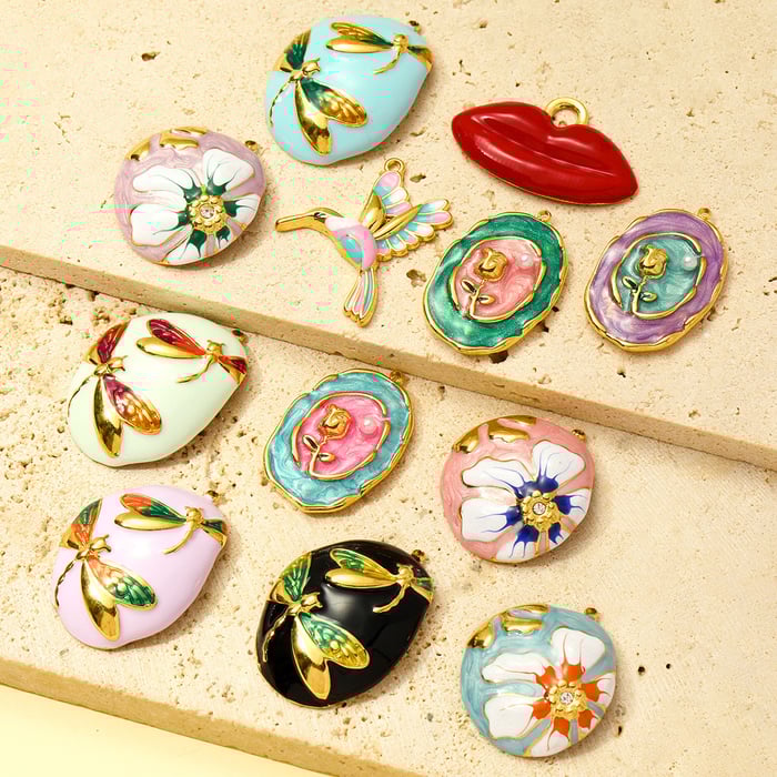 1 Piece Classic Series DIY Flower Stainless Steel Gold Color Women's Pendants h5Picture4