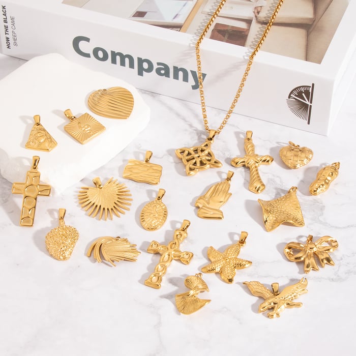1 Stück Edelstahl Goldfarbene DIY-Anhänger Bild2
