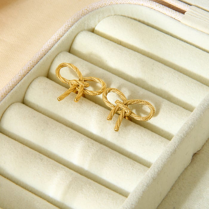 Romantic Series Elegant Bow Knot Stainless Steel Women's Stud Earrings h5Picture3