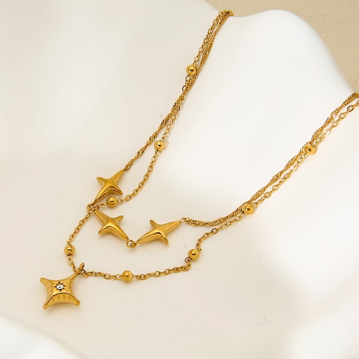 Simple Double-Layer Star Chain Necklace for Women h5Picture3