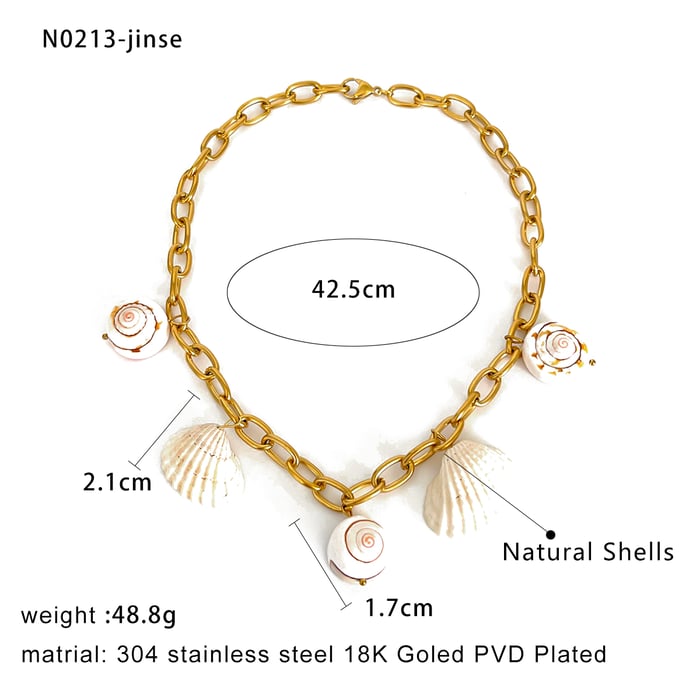 1 Piece Shell Stainless Steel Gold Color Pendant Necklace h5Picture2