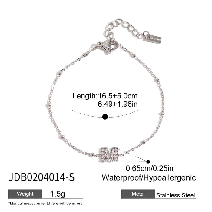 1 Piece Luxurious Series Cute Letter Stainless Steel Women's Chain Bracelets