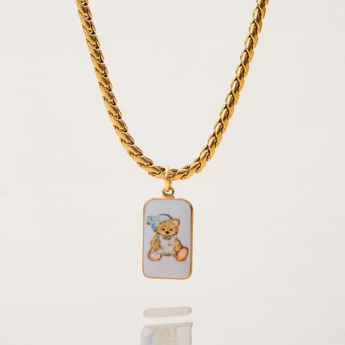 1 Stück süße Bären-Halsketten aus Edelstahl in Goldfarbe für Damen h5Bild6