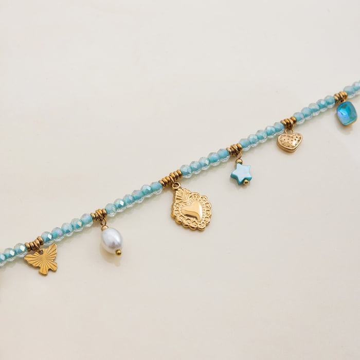 1 Stück Zarte Herz Blau Edelstahl Gold Farbe Damen Anhänger Halsketten h5Bild8