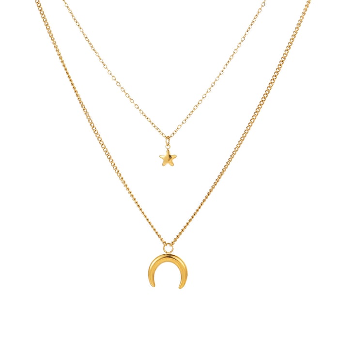 Elegant Sun/Moon Stainless Steel  Gold Color Women's Layered Necklaces h5Picture5