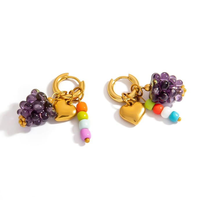 1 Piece Cute Fruit Stainless Steel  Gold Color Drop Earrings