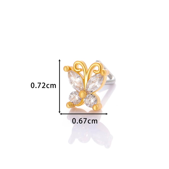1 Piece Copper Gold Color Zircon  Nose Stud h5Picture2