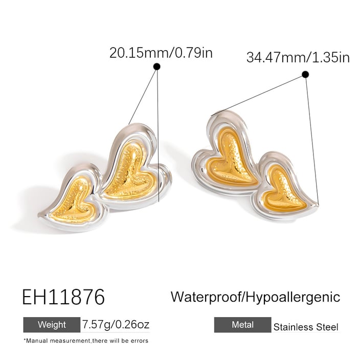 1 Pair Sweet Heart Stainless Steel Mixed Color Drop Earrings h5Picture2