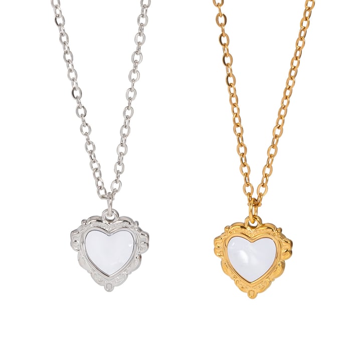 1 Piece Heart Stainless Steel Gold Color Pendant Necklaces h5Picture5