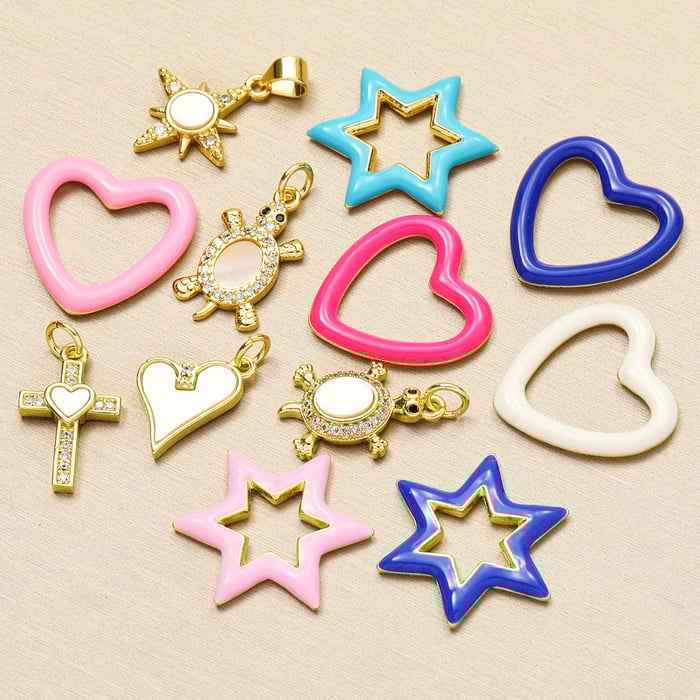 1 Piece DIY Heart Stainless Steel Gold Color Women's Pendants h5Picture5