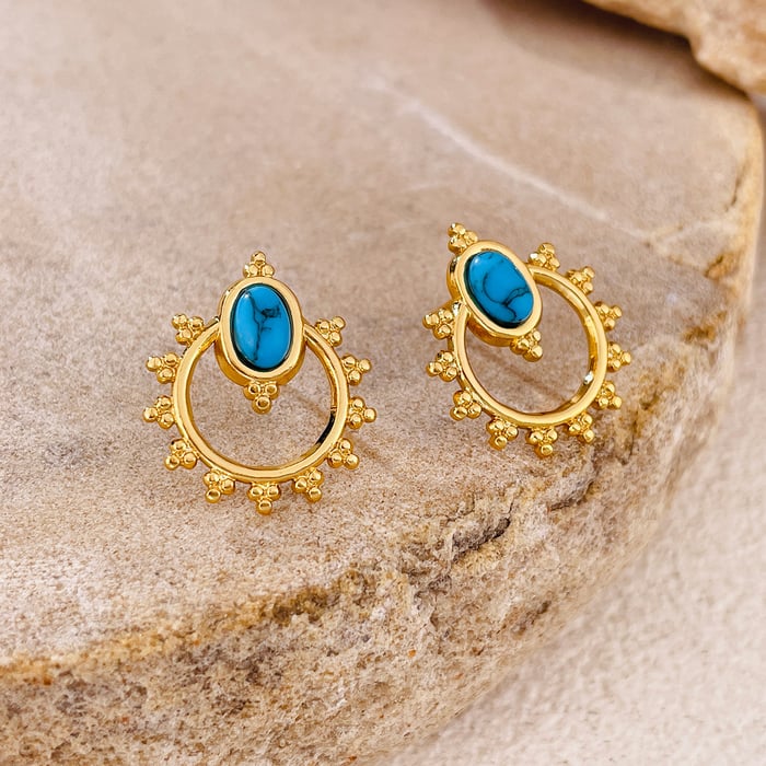 1 Pair Simple Series Daily Geometric Stainless Steel Gold Color Women's Stud Earrings h5Picture4