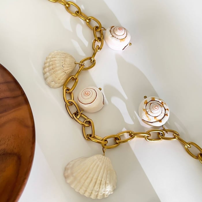 1 Piece Shell Stainless Steel Gold Color Pendant Necklace h5Picture4