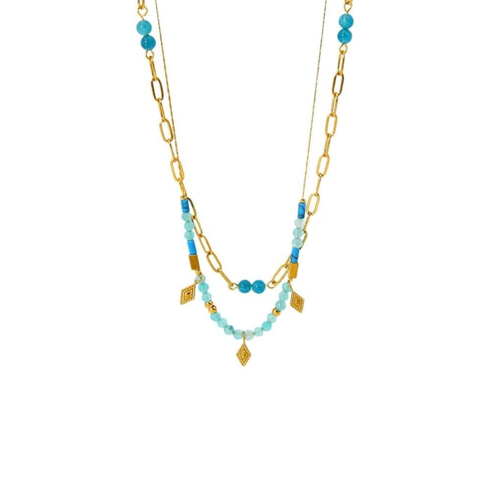 Retro Geometric Stainless Steel   Gold Color Women's Layered Necklaces h5Picture5