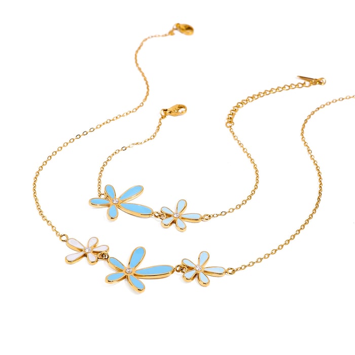 1 Stück zarte Blume Edelstahl Gold Farbe Damen Anhänger Halsketten h5Bild9