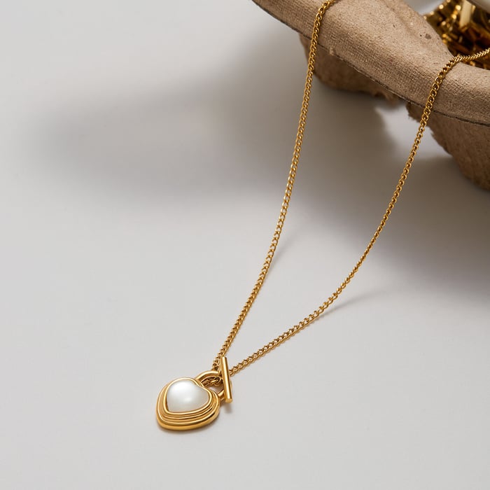 1 Piece Gorgeous Series Elegant Heart Stainless Steel Gold Color Women's Pendant Necklaces h5Picture8