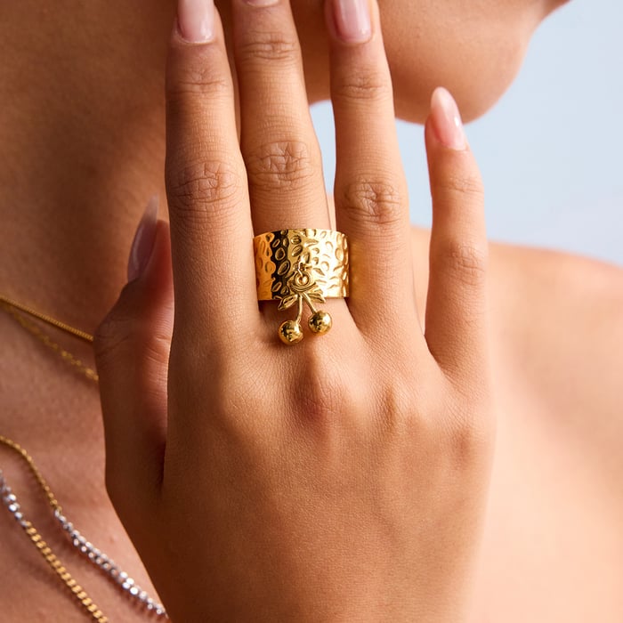 1 stuk romantische serie kersen roestvrij staal goudkleurige statement ringen h5Afbeelding6