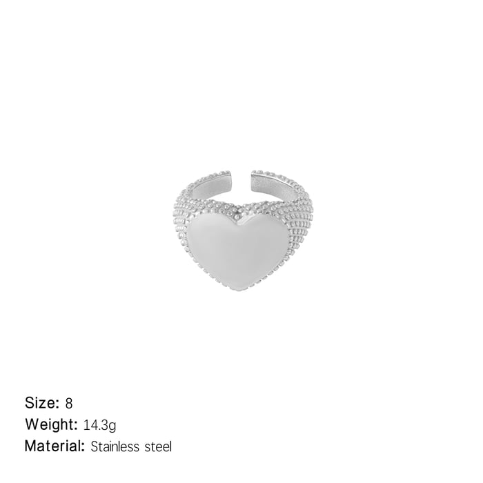 1 Piece Romantic Series Daily Heart Stainless Steel   Gold Color  Statement Rings h5Picture2