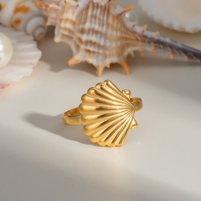 1 stuk Zeester roestvrij staal goudkleurige statement ring Afbeelding4