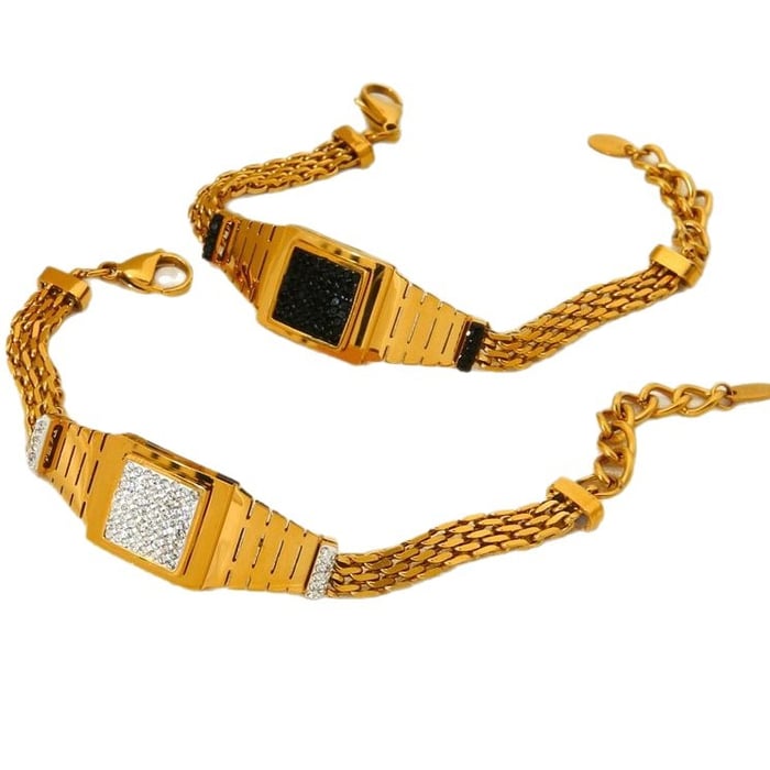 Pulseras de acero inoxidable para mujer con diseño geométrico clásico de la serie Simple h5Imagen5