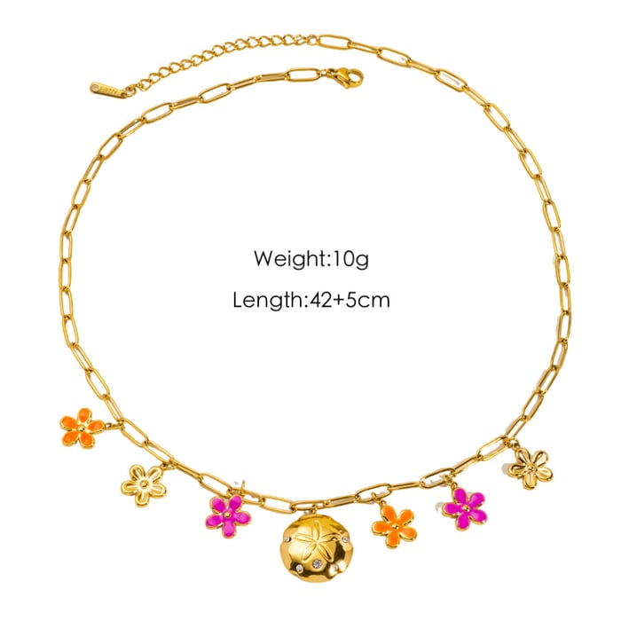 Elegant Flower Stainless Steel   Gold Color  Women's Pendant Necklaces