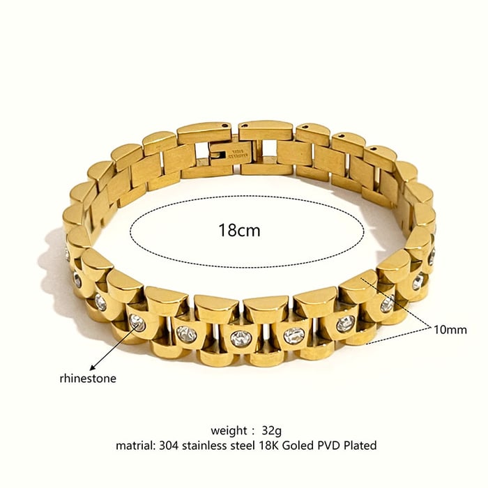 1 Piece Classic Chain Stainless Steel Gold Color Bracelet