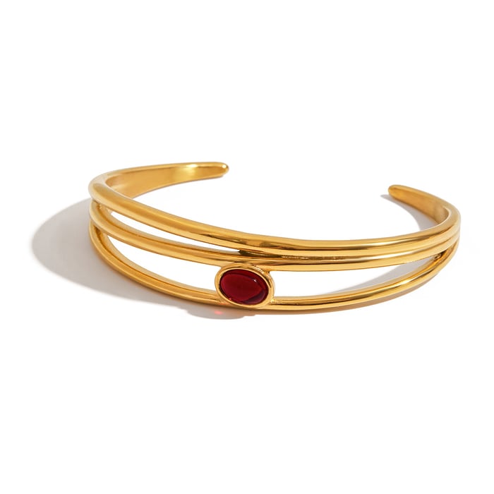 1 Piece Classic Strip Stainless Steel Gold Color Women's Bangles
