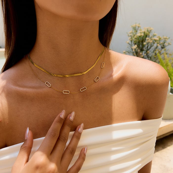 1 Piece Casual Geometric Stainless Steel Gold Color Women's Chain Necklaces h5Picture3