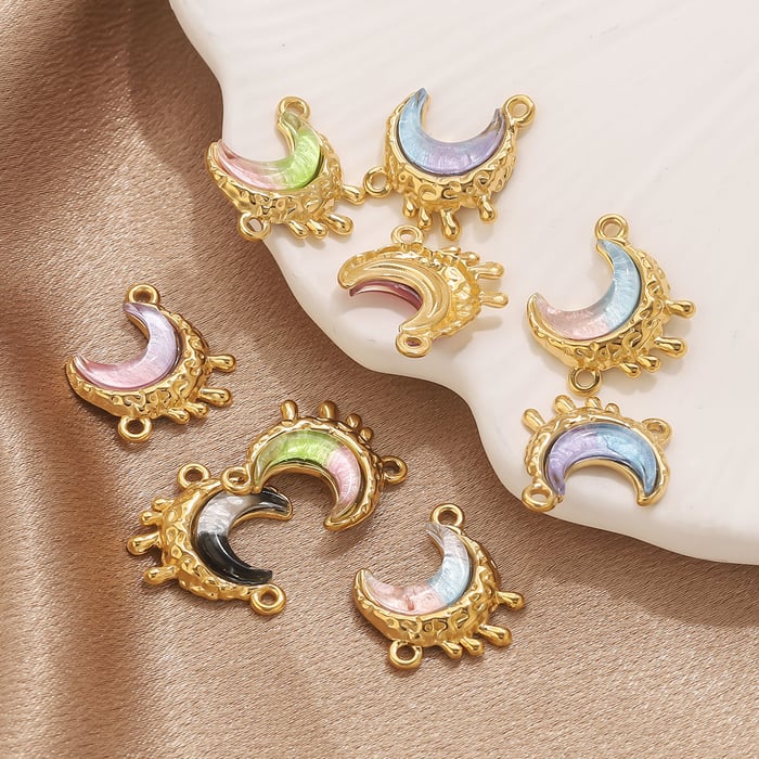 1 Piece DIY Moon Stainless Steel Women's Pendants h5Picture5