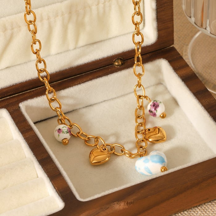 1 Pair Simple Series Daily Heart Stainless Steel  Women's Pendant Necklaces h5Picture5