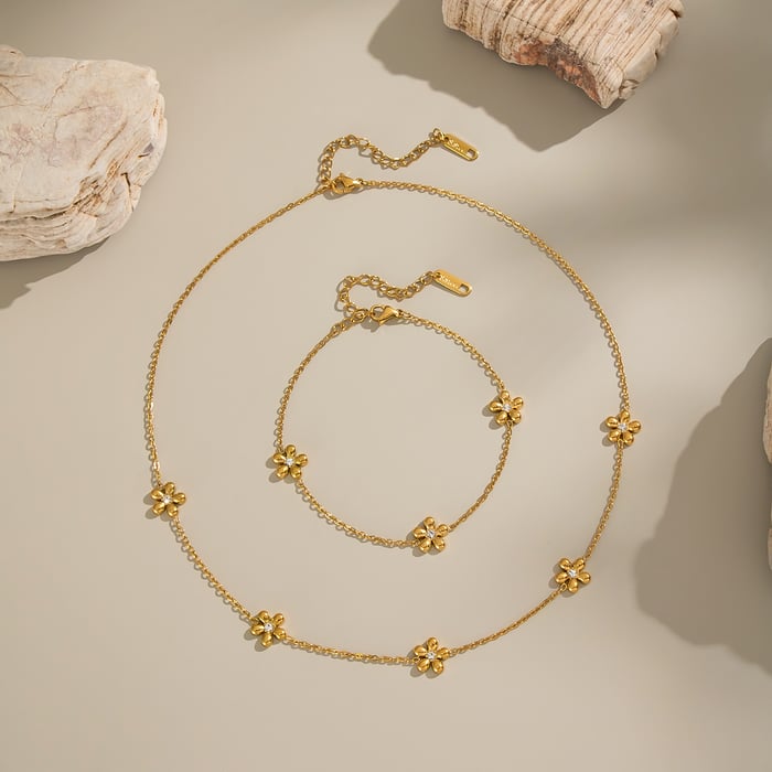 1 Piece Simple Series Daily Flower  Stainless Steel  Women's Chain Necklaces Picture3