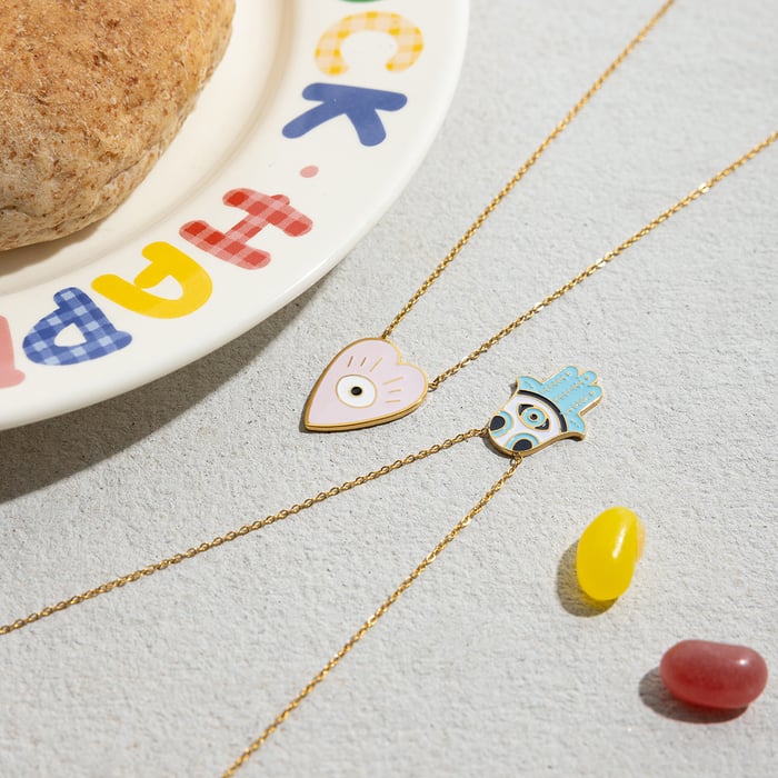 1 stuk schattige damesketting met hanger in de vorm van een duivelsoog van roestvrij staal en goudkleur h5Afbeelding7
